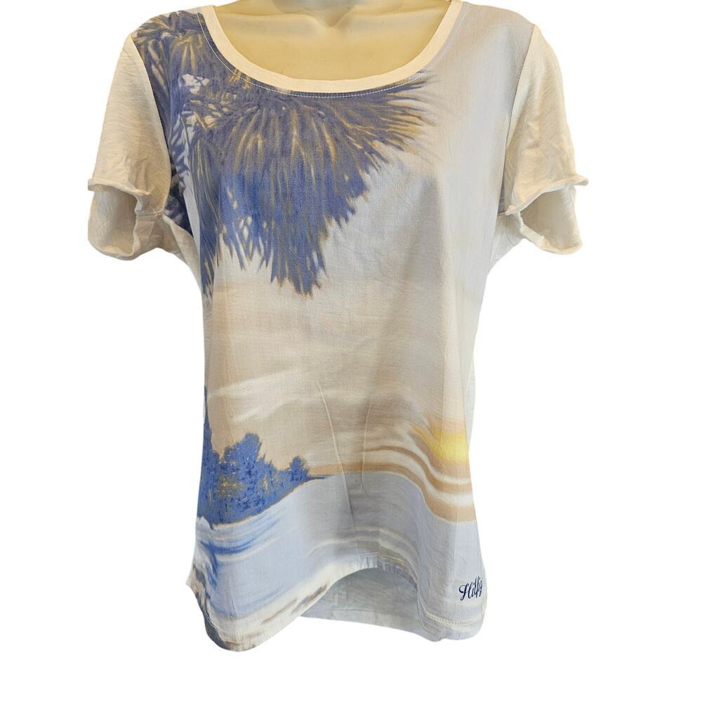 Tommy hilfiger size M vacation sunset travel top EUC scenic whimsical summer